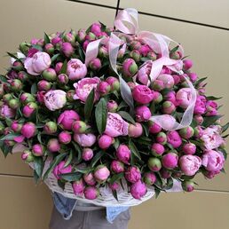 Корзина с пионами